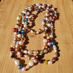 JTV white & multicolor Cultured Freshwater Pearl 62" Endless Strand Necklace